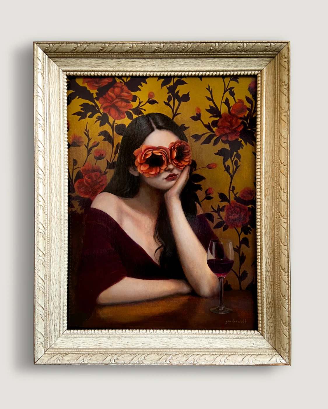 La fille au vin rouge - Framed